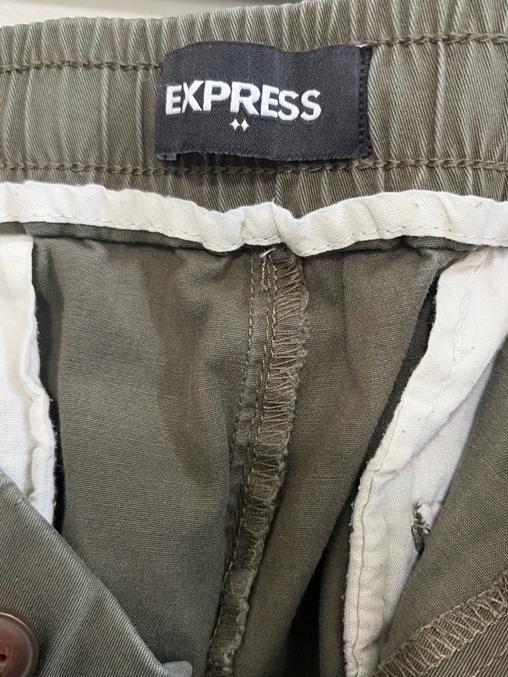 Express Olive Drawstring Chinos - Picture 3 of 5